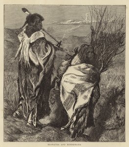 Hiawatha och Minne-Ha-Ha (gravyr) av Arthur Boyd (after) Houghton
