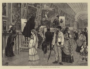 Konststudenter kopierar bilder på Louvren, Paris