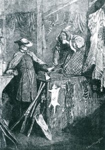 Byteshandel med indianerna i Amerikas västra stater, graverad av Joseph Swain (1820-1909) 1871 av Arthur Boyd Houghton