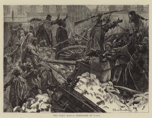 Parismobben, en barrikad i Paris