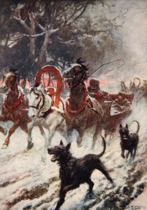 Elisabeth av Böhmen stjäl den ungerska kronan (färg litho) av Arthur C. (after) Michael