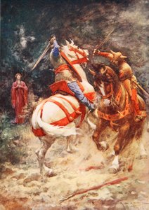 Svanens riddare (färg litho) av Arthur C. (after) Michael