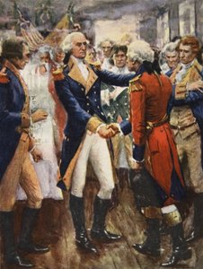 Washington tar avsked med sina officerare, illustration från 
