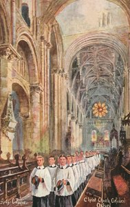 Choir of Christ Church Cathedral, Oxford, Oxfordshire (färg litho)