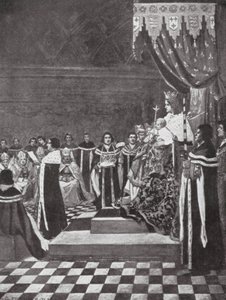 Henrik VI öppnar parlamentet med sin mor (litografi)