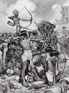 Thothmes III anfaller syrierna, XVIII:e dynastin (litografi)