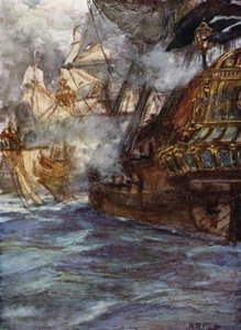 Avery, piraten, tar de två beväpnade danska skeppen