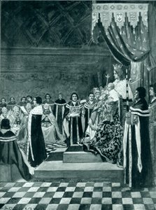 Henrik VI öppnade parlamentet med sin mor av Arthur David McCormick
