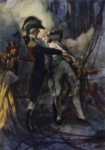 Nelson svårt skadad vid Nilen, kapten Berry fångade honom i hans armar när han föll av Arthur David McCormick