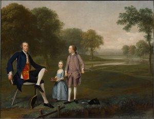 Richard Moreton, Esq. från Tackley med sin brorson och brorsdotter John och Susanna Weyland av Arthur Devis