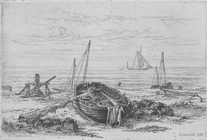 "På Thorpe Beach", 1888. av Arthur Evershed