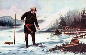 Öringfiske på Chateaugay Lake, amerikansk vintersport, 1856.