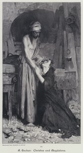 Kristus och Magdalena (gravyr) av Arthur Hacker