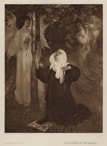 Klostret eller världen? (litho) av Arthur Hacker