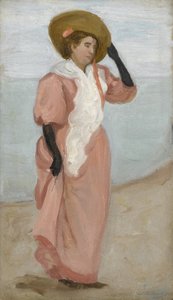 En dam vid havet, (En plötslig vindpust), ca 1895