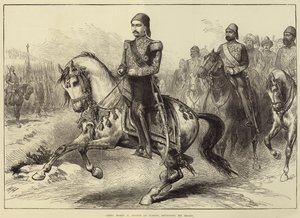 Abdul Hamid II, sultan av Turkiet, granskar sina trupper