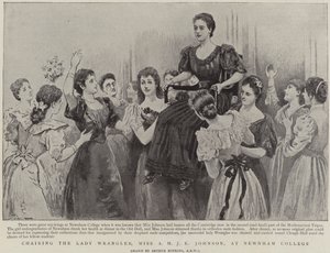 Ordförande för Lady Wrangler, Miss A M J E Johnson, vid Newnham College, Cambridge