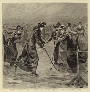 Hockey on the Ice, en dammatch på sjön i Wimbledon Park av Arthur Hopkins