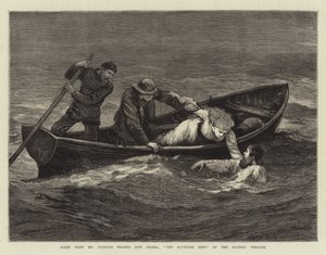 Scen ur Charles Reades nya drama, The Scuttled Ship, på Olympic Theatre.