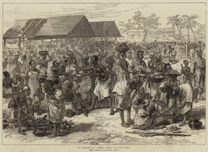 Ashantee-kriget, den allmänna marknaden, slottet Cape Coast av Arthur Hopkins