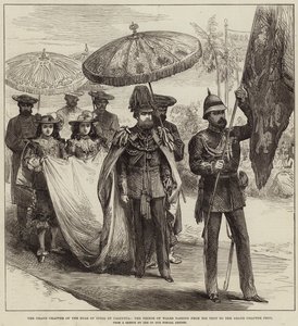 Grand Chapter of the Star of India i Calcutta, prinsen av Wales passerar från sitt tält till Grand Chapter-tältet. av Arthur Hopkins
