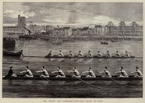 Oxford och Cambridge Boat-Race, redo att starta