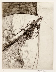 Aloft med segel (etsning) av Arthur John Briscoe