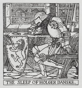 Hans Christian Andersen: Holger Danske (litho) av Arthur Joseph Gaskin