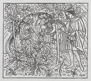 Hans Christian Andersen: Paradisets trädgård (litho) av Arthur Joseph Gaskin