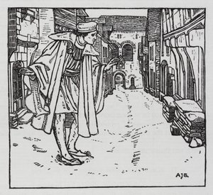 Hans Christian Andersen: Lyckans goloshes (litho) av Arthur Joseph Gaskin