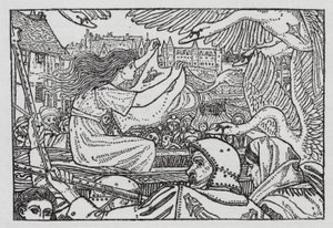 Hans Christian Andersen: De vilda svanarna (litho) av Arthur Joseph Gaskin
