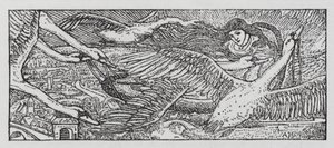 Hans Christian Andersen: De vilda svanarna (litho) av Arthur Joseph Gaskin