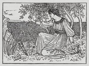 Hans Christian Andersen: De vilda svanarna (litho) av Arthur Joseph Gaskin