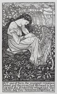 Hans Christian Andersen: De vilda svanarna (litho) av Arthur Joseph Gaskin