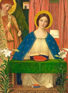 Bebådelsen (tempera med bladguld på upphöjd gesso med verktyg på träpanel) av Arthur Joseph Gaskin