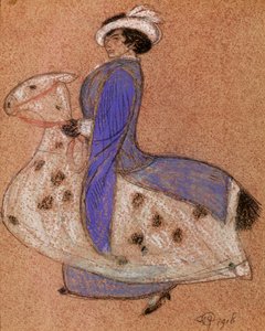 Pantomimhästen, 1918 (krita på papper)