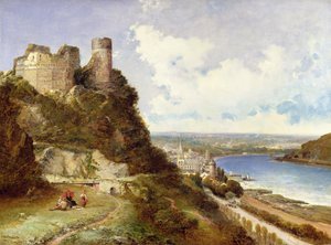 Oberwesel slott och Schonberg Rhen, Tyskland