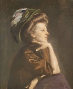 Porträtt av en kvinna med hatt. av Arthur Kampf