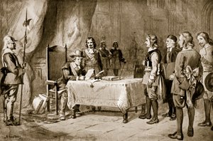 Schweiziska sändebud före Cromwell, illustration från 
