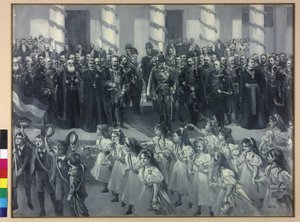 Hyllning av skolbarnen i Zagreb 1895
