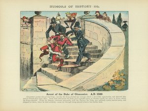 Arrestering av hertigen av Gloucester. A.D. 1389 (färglitografi) av Arthur Moreland