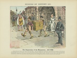 Undertryckandet av klostren. A.D. 1536 (färglitografi) av Arthur Moreland