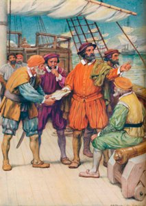 Magellan konsulterar med sina navigatörer, c1925