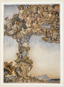 AKT III: Scen II, rad 146 Ibland tusen slingrande instrument Kommer nynna om mina öron. av Arthur Rackham