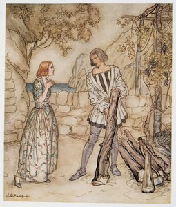 Ack, nu ber er, jobba inte så hårt, illustration från William Shakespeares The Tempest, pub. 1926 av Arthur Rackham