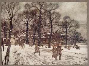 En eftermiddag när trädgårdarna var vita av snö, från Peter Pan i Kensington Gardens av J M Barrie (1860 - 1937), pub. 1906 av Arthur Rackham