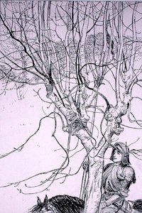 "Som jag låg thynkynge, red han på sin väg", illustration från "The Ingoldsby Legends, or Mirth and Marvels", av Thomas Ingoldsby, publicerad 1898 (penna och bläck på papper) av Arthur Rackham