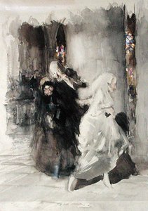 På bröllopet (akvarell på papper) av Arthur Rackham