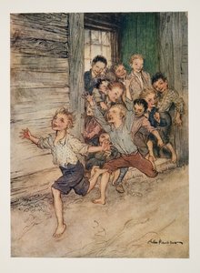 Spricker fram som en legion av unga imps, från The Legend of Sleepy Hollow av Washington Irving (1783 - 1859), pub. 1928 av Arthur Rackham