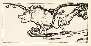 Carl fångar ett vildsvin till sin middag, från The Carl of the Drab Coat i Irish Fairy Tales av Arthur Rackham